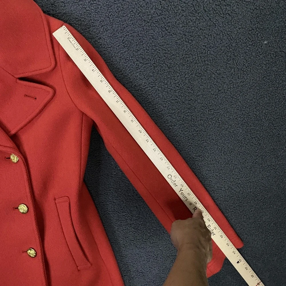 J Crew Coat Womens 4 Orange Stadium Cloth‎ Peacoat Nello Gori Gold Buttons
